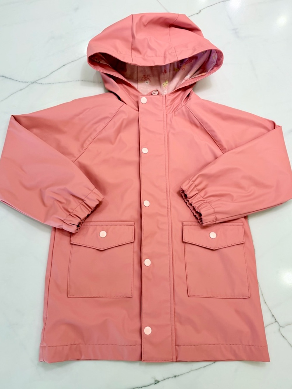 Kids' Pink Hooded Raincoat Jacket